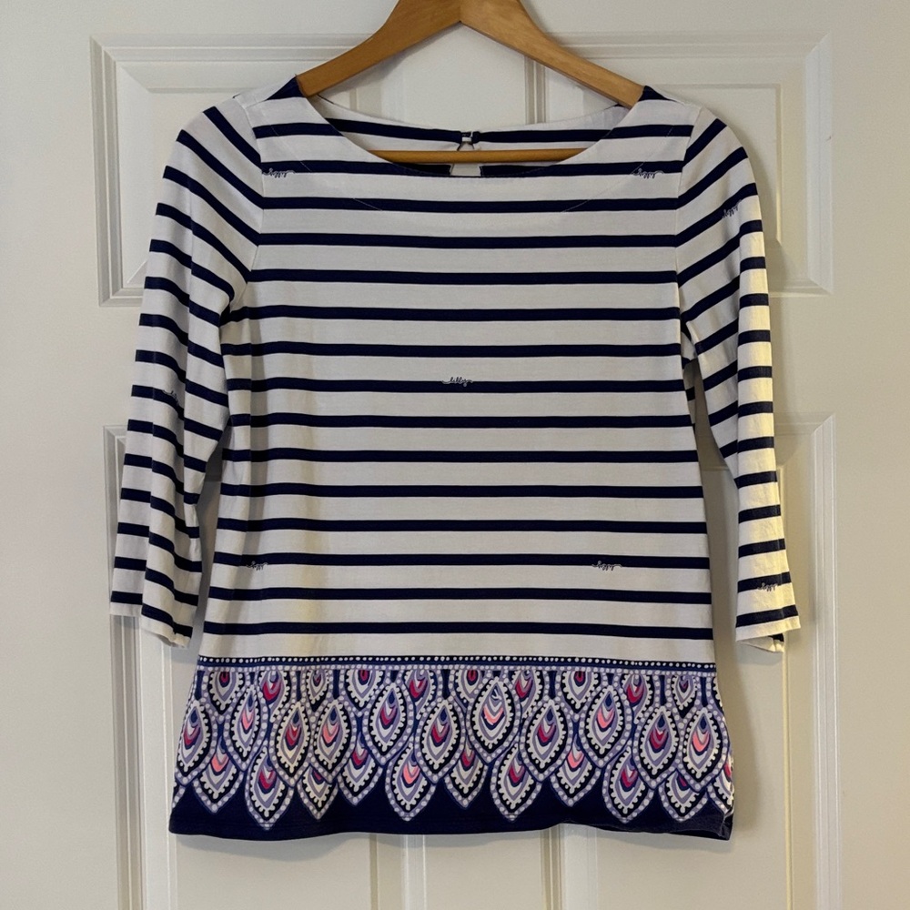Striped Navy and White Lilly Pulitzer 3/4 Top